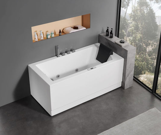 EAGO AM154ETL-L5 5 ft Acrylic White Rectangular Whirlpool Bathtub w Fixtures