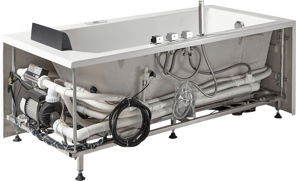 EAGO AM154ETL-L5 5 ft Acrylic White Rectangular Whirlpool Bathtub w Fixtures