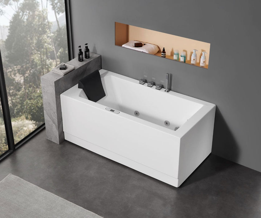 EAGO AM154ETL-R5 5 ft Acrylic White Rectangular Whirlpool Bathtub w Fixtures