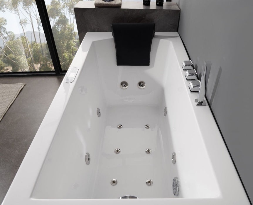 EAGO AM154ETL-R5 5 ft Acrylic White Rectangular Whirlpool Bathtub w Fixtures