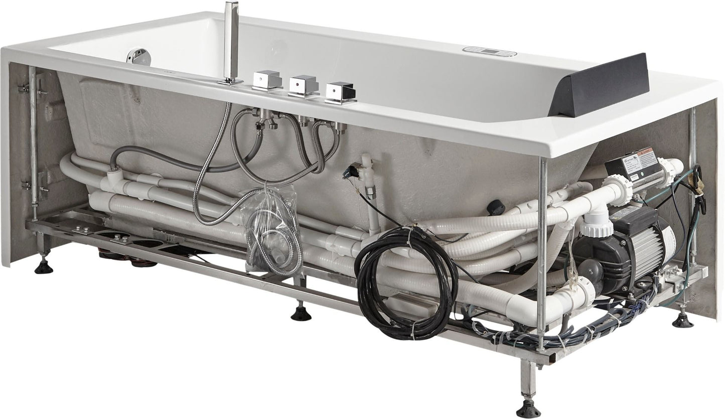 EAGO AM154ETL-L6 6 ft Acrylic White Rectangular Whirlpool Tub With Fixtures
