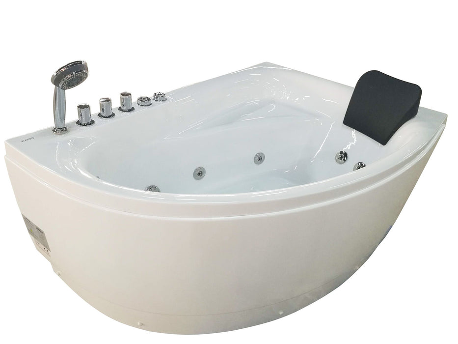 EAGO AM161-L 59" Single Person Corner White Acrylic Whirlpool Bath Tub