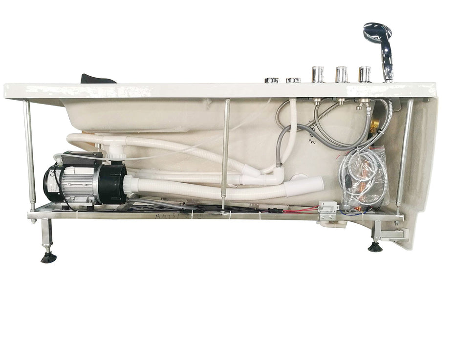 EAGO AM161-L 59" Single Person Corner White Acrylic Whirlpool Bath Tub