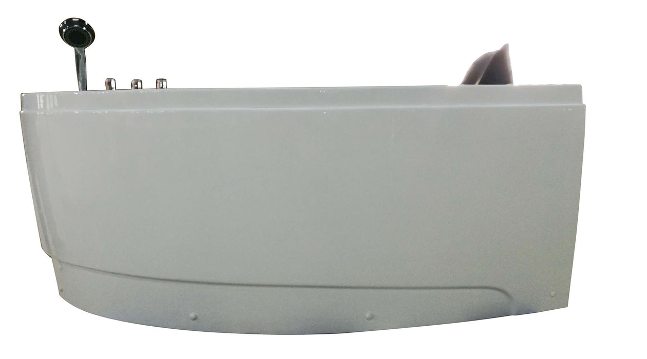 EAGO AM161-L 59" Single Person Corner White Acrylic Whirlpool Bath Tub