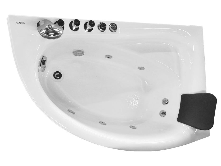 EAGO AM161-L 59" Single Person Corner White Acrylic Whirlpool Bath Tub