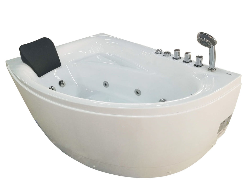 EAGO AM161-R 59" Single Person Corner White Acrylic Whirlpool BathTub