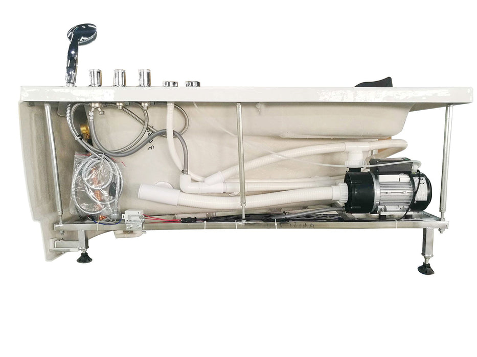 EAGO AM161-R 59" Single Person Corner White Acrylic Whirlpool BathTub
