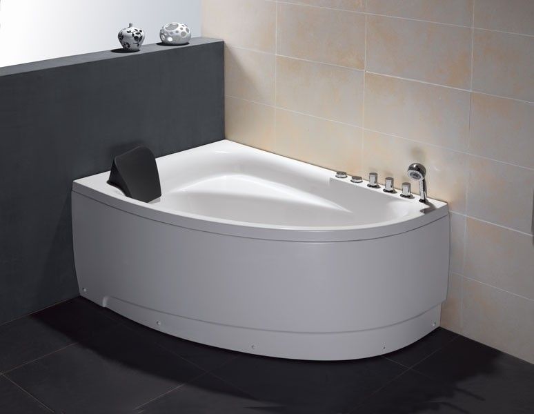 EAGO AM161-R 59" Single Person Corner White Acrylic Whirlpool BathTub