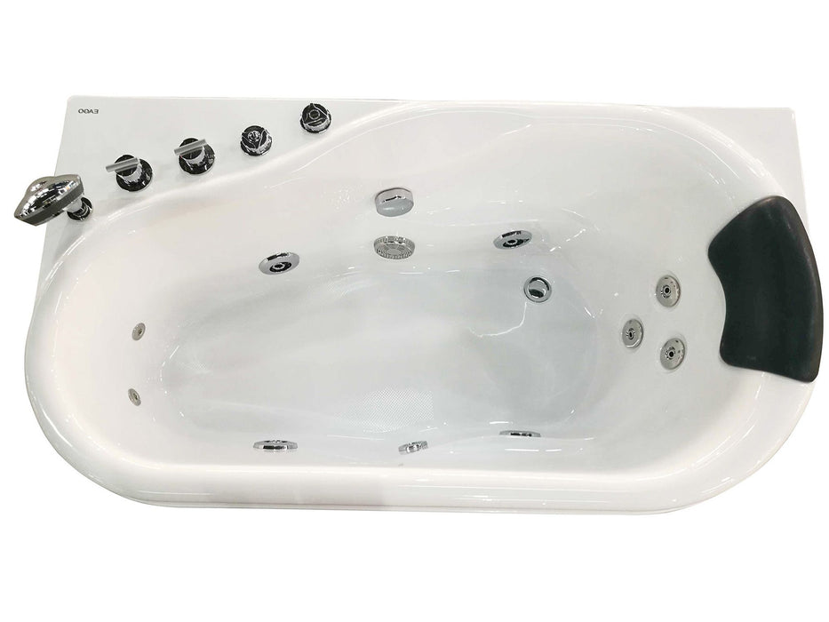 EAGO AM175-L 57'' White Acrylic Jetted Whirlpool Bathtub W/ Fixtures