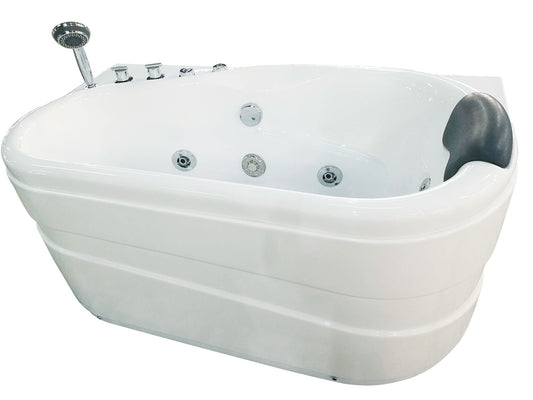 EAGO AM175-L 57'' White Acrylic Jetted Whirlpool Bathtub W/ Fixtures