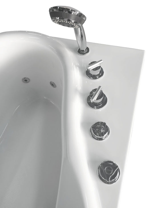 EAGO AM175-L 57'' White Acrylic Jetted Whirlpool Bathtub W/ Fixtures