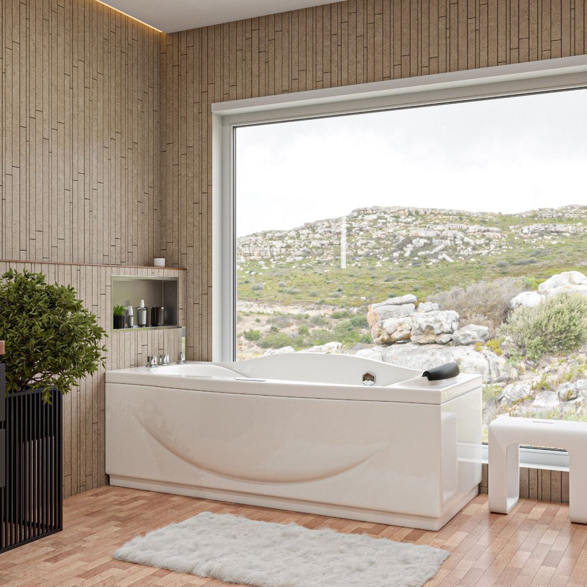 EAGO AM189ETL-L 6 ft Right Drain Acrylic White Whirlpool Bathtub w Fixtures