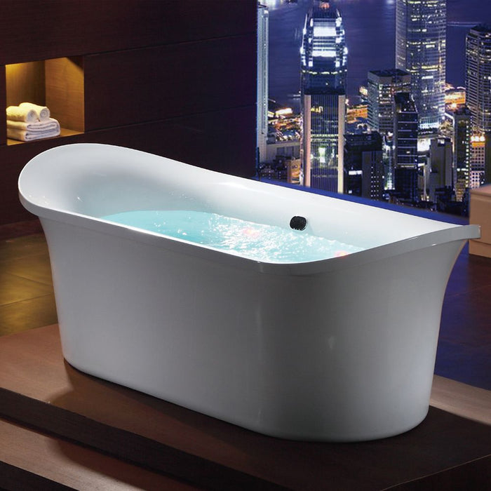 EAGO AM1900 74" White Free Standing Oval Air Bubble Bathtub
