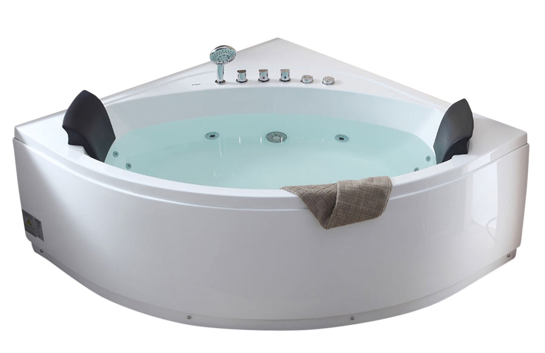 EAGO AM200 5' Rounded Modern Double Seat Corner Whirlpool Bath Tub with Fixtures