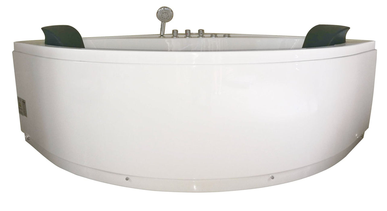 EAGO AM200 5' Rounded Modern Double Seat Corner Whirlpool Bath Tub with Fixtures
