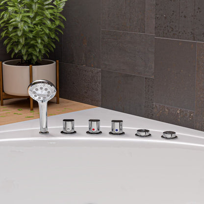 EAGO AM200 5' Rounded Modern Double Seat Corner Whirlpool Bath Tub with Fixtures