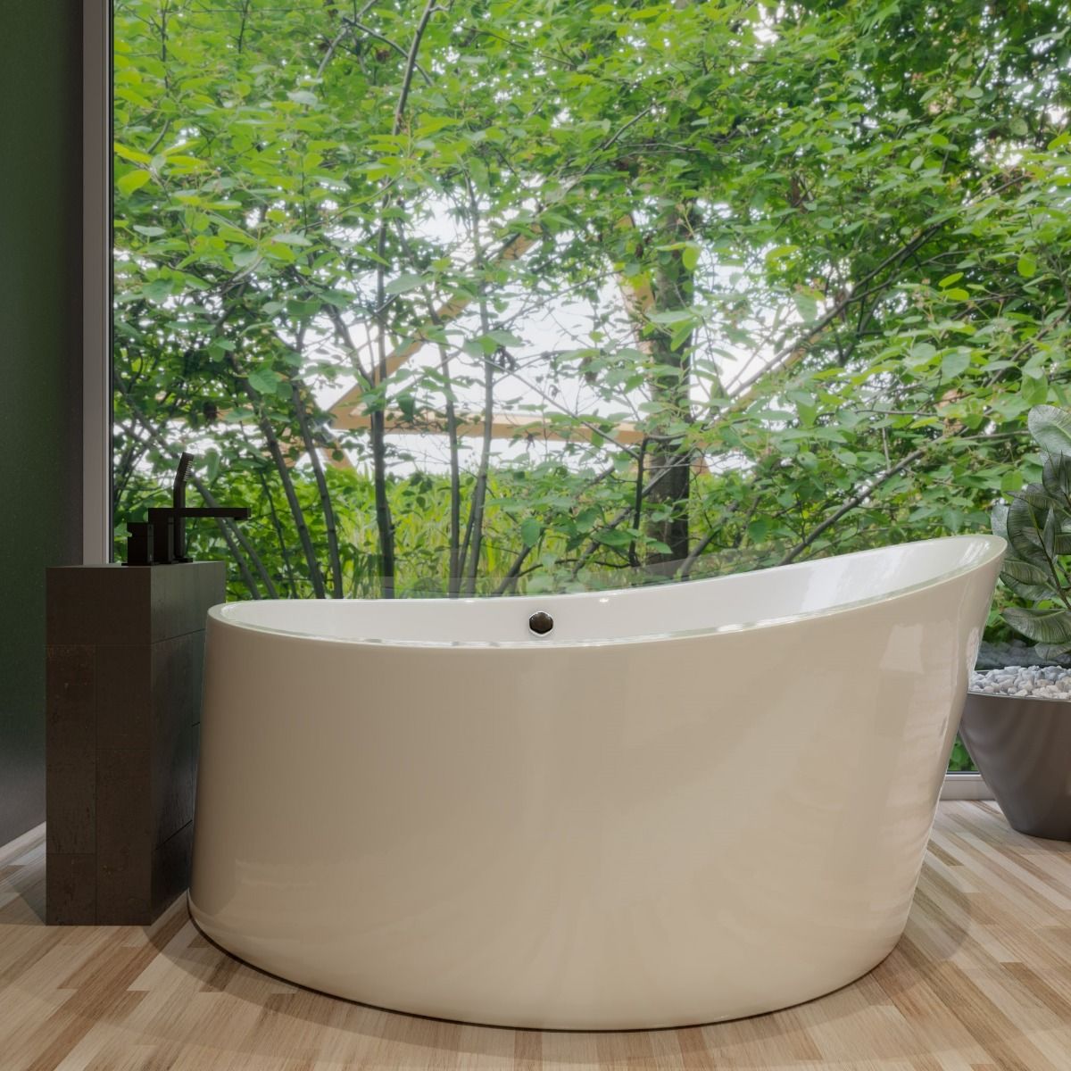 EAGO AM2130 66" Round Free Standing Acrylic Air Bubble Bathtub