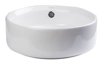 EAGO BA129 16'' Above Mount White Round Porcelain Bathroom Sink w/ Overflow