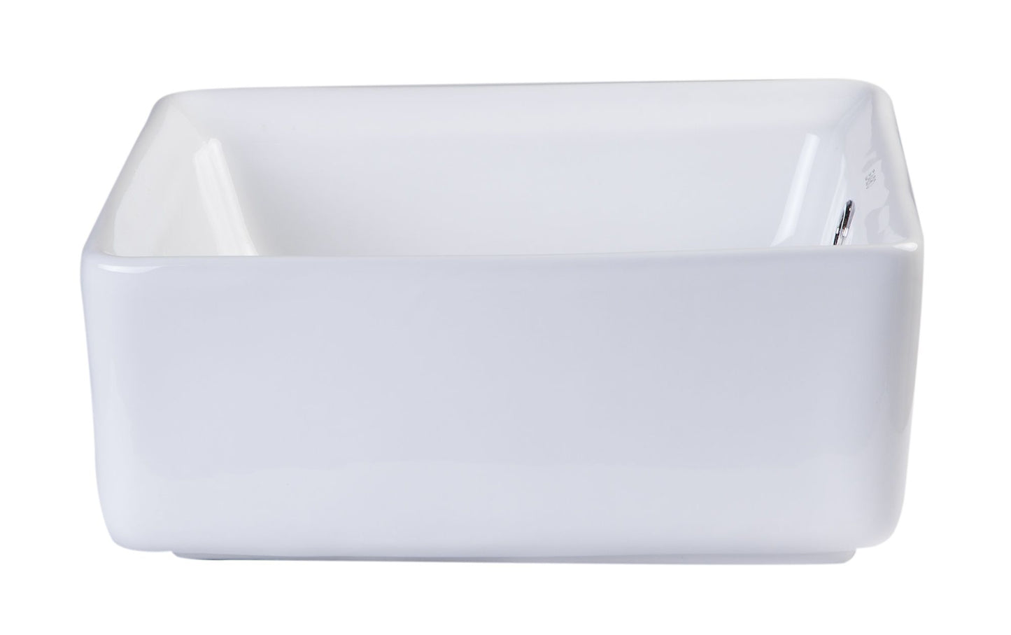 EAGO BA130 15'' White Modern Square Porcelain Bathroom Sink with Overflow