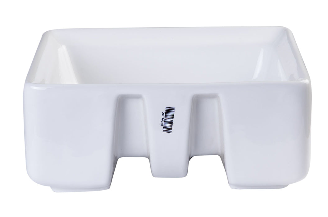 EAGO BA130 15'' White Modern Square Porcelain Bathroom Sink with Overflow