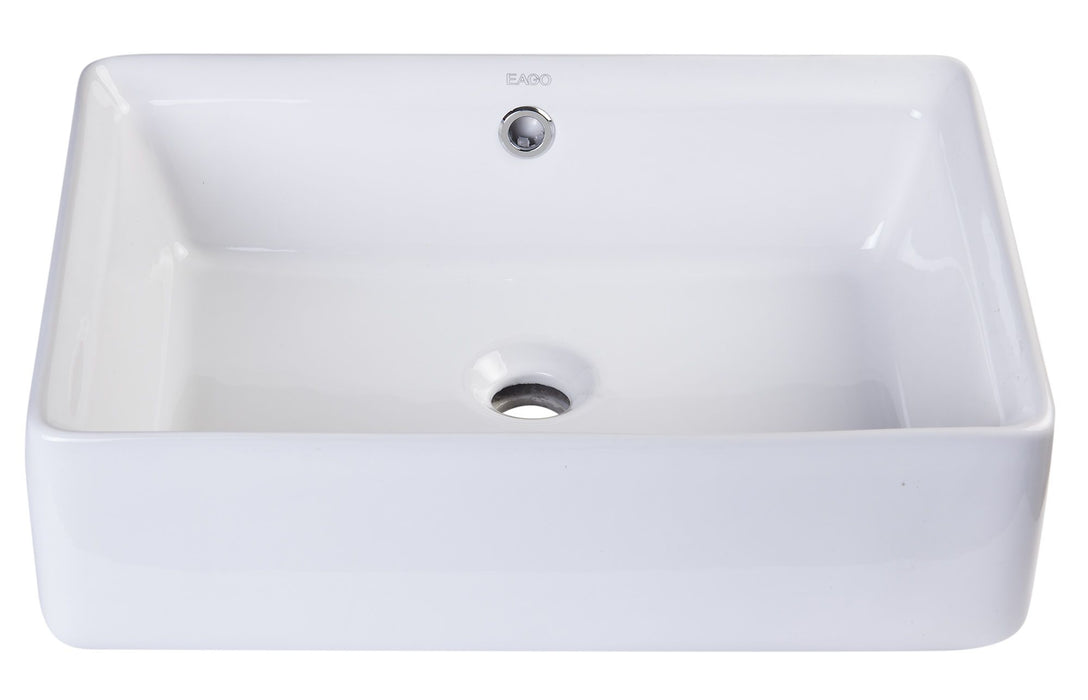 EAGO BA131 20" White Rectangular Porcelain Bathroom Sink with Overflow