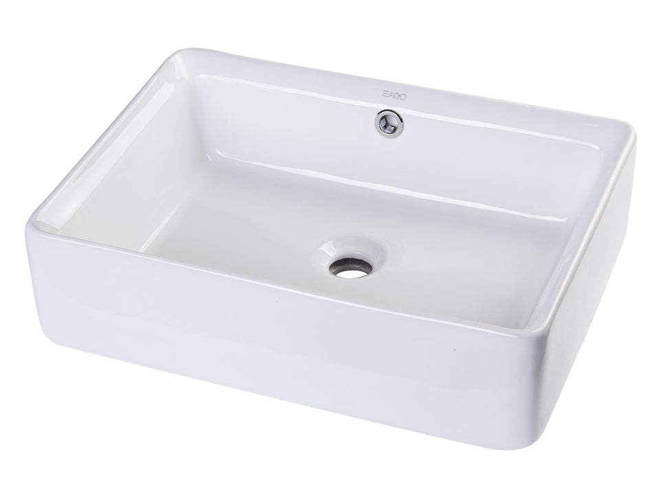 EAGO BA131 20" White Rectangular Porcelain Bathroom Sink with Overflow