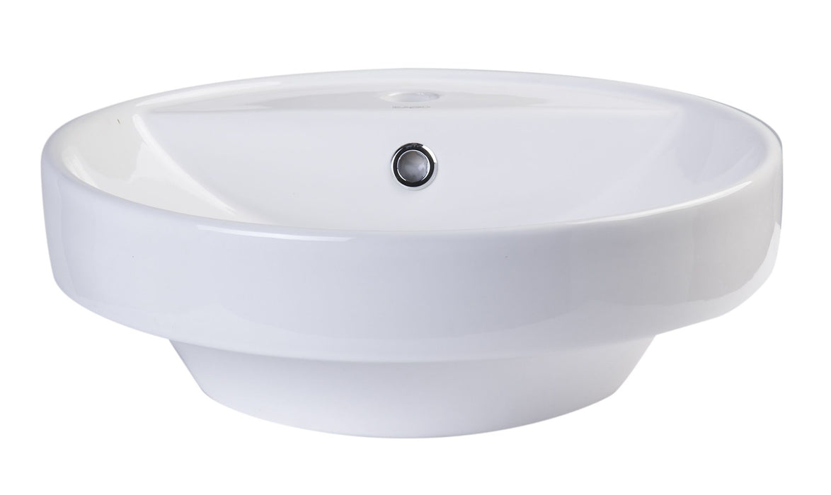 EAGO BA141 White Above Mount Porcelain Bathroom Sink Basin with Single Hole