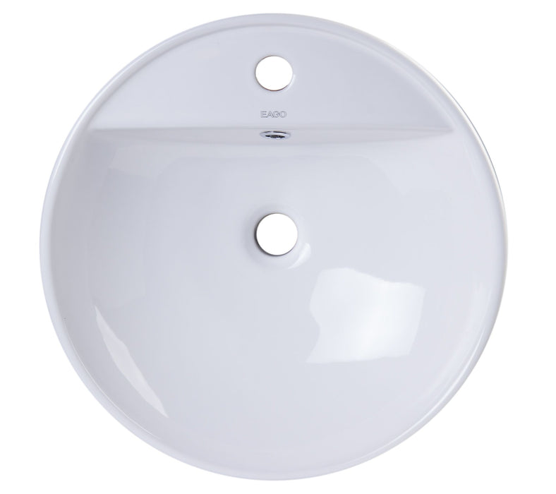 EAGO BA141 White Above Mount Porcelain Bathroom Sink Basin with Single Hole