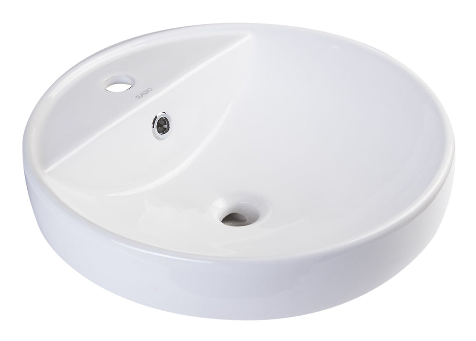 EAGO BA141 White Above Mount Porcelain Bathroom Sink Basin with Single Hole