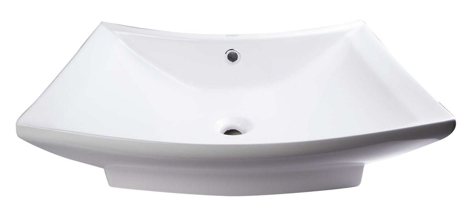 EAGO BA142 28" White Rectangular Porcelain Bathroom Sink with Overflow