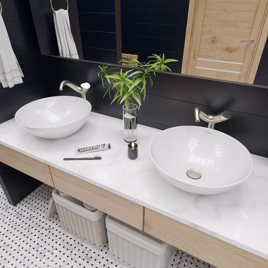 EAGO BA351 18'' White Round Porcelain Bathroom Sink Basin without Overflow