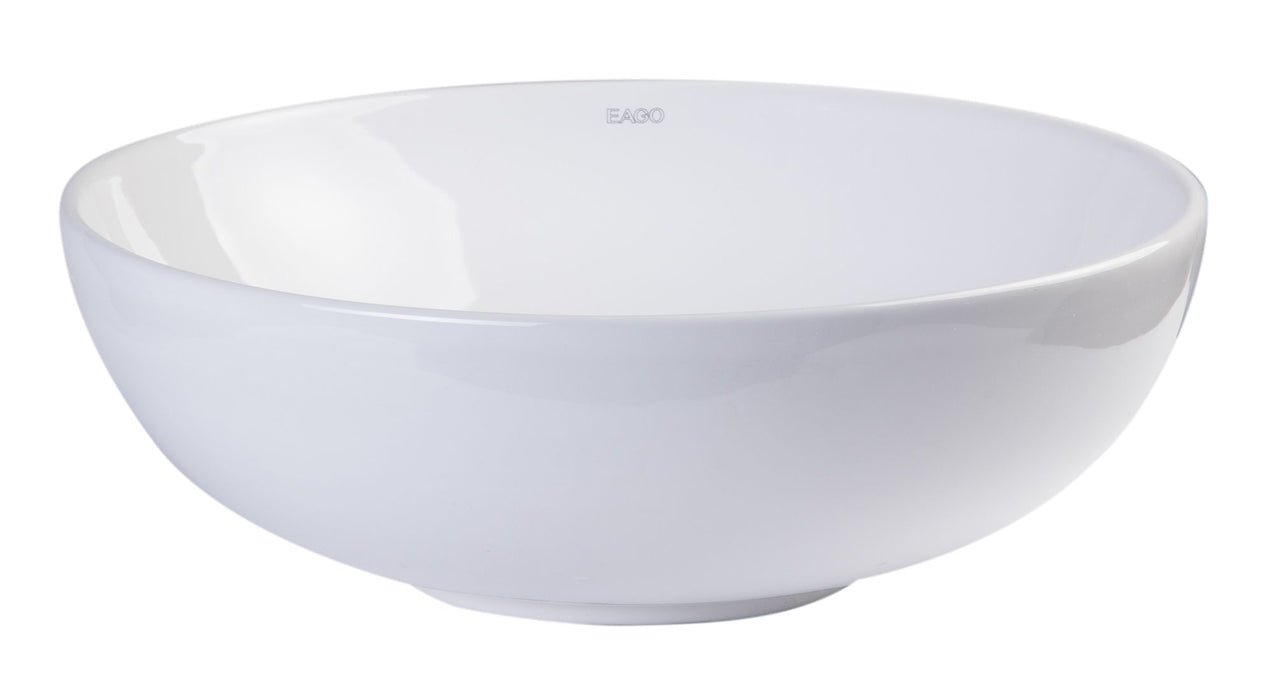 EAGO BA351 18'' White Round Porcelain Bathroom Sink Basin without Overflow