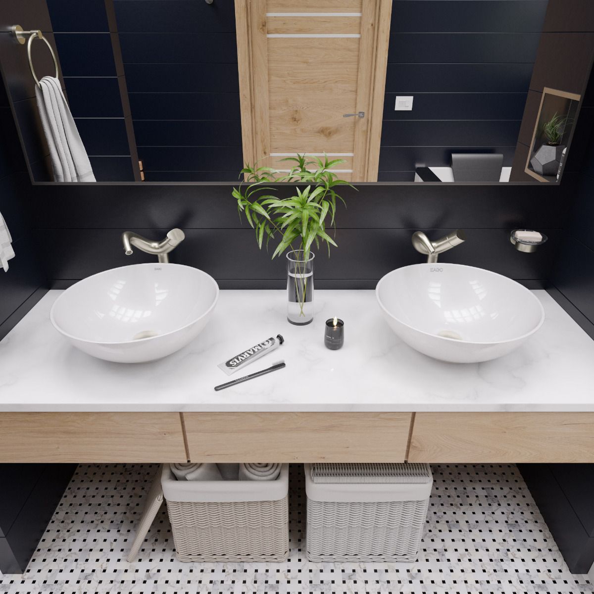 EAGO BA351 18'' White Round Porcelain Bathroom Sink Basin without Overflow
