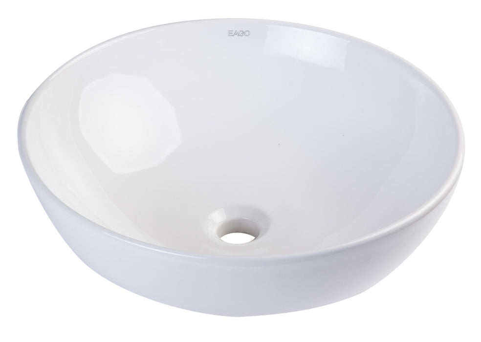 EAGO BA351 18'' White Round Porcelain Bathroom Sink Basin without Overflow
