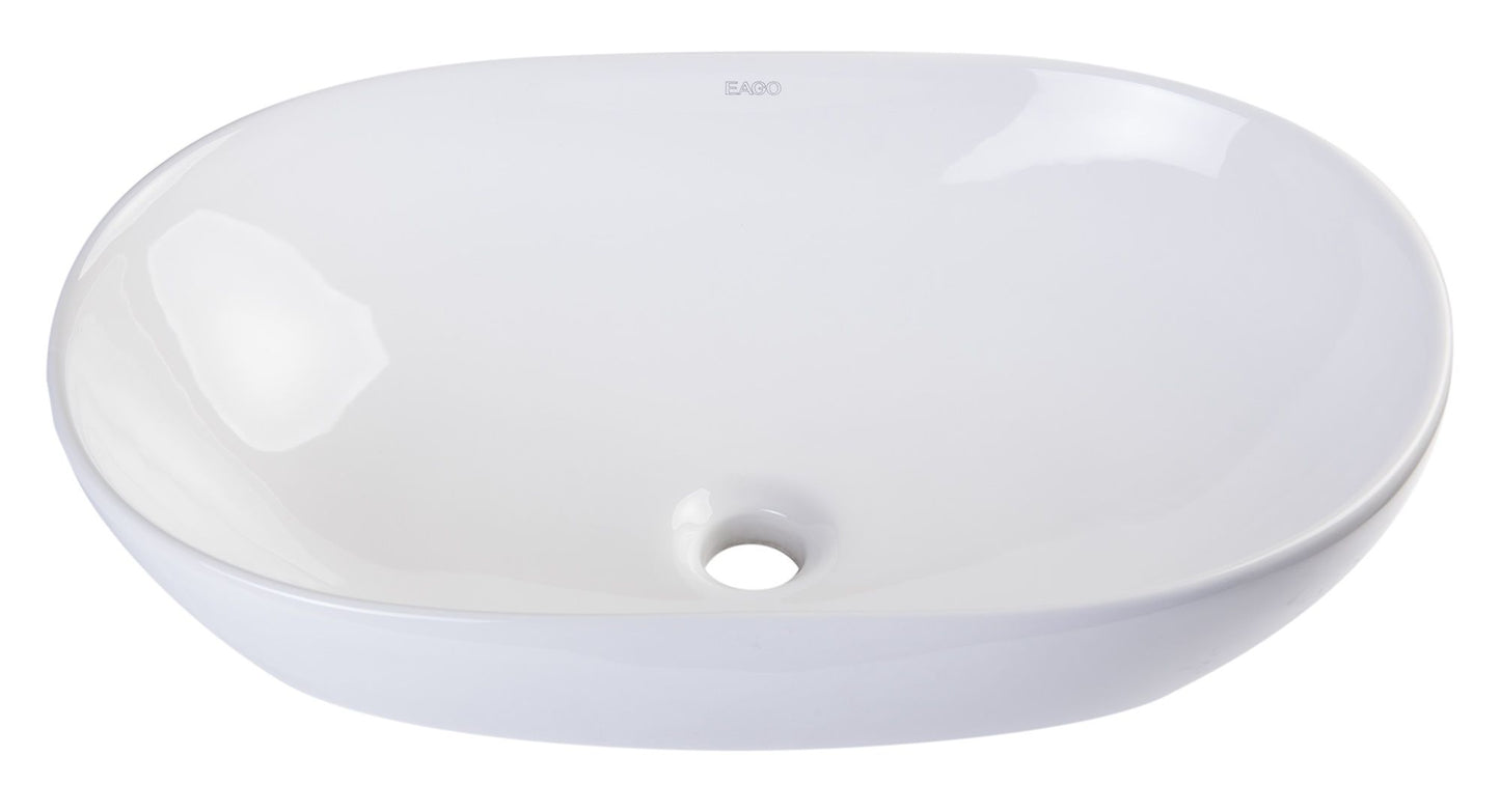 EAGO BA352 23'' White Oval Porcelain Bathroom Sink Basin without Overflow