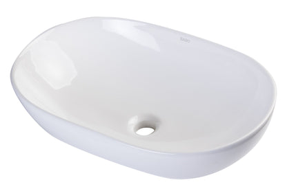 EAGO BA352 23'' White Oval Porcelain Bathroom Sink Basin without Overflow