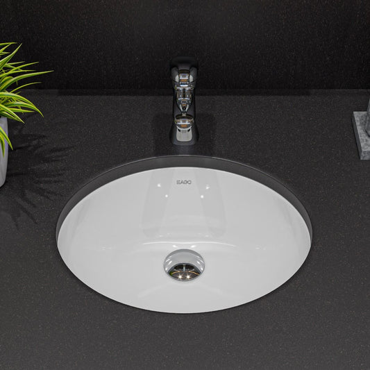EAGO BC224 White Ceramic 18"x15" Undermount Oval Bathroom Sink