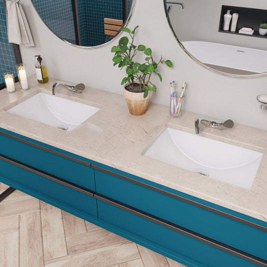 EAGO BC227 White Ceramic 22"x15" Undermount Rectangular Bathroom Sink
