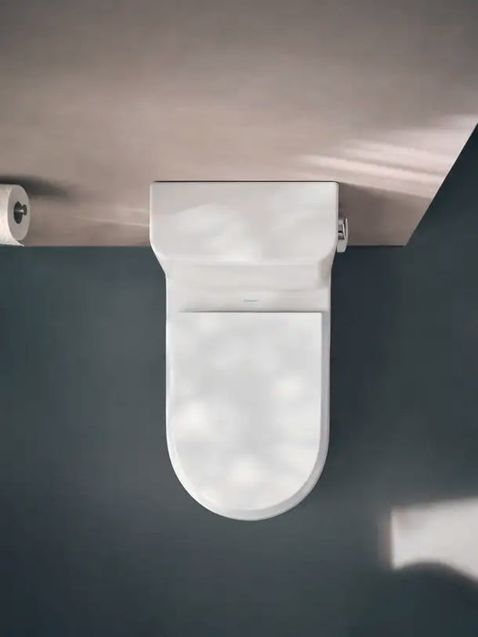 Duravit- Collection One One Piece Toilet Rimless  1.28 GPF, HygieneGlaze, Trip lever placement: Right, White High Gloss