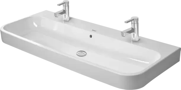 Happy D.2 Wall Mounted Sink  47 1/4 " x 19 7/8 ", with Overflow, 2 x Faucet hole, White High Gloss