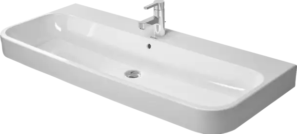 Happy D.2 Wall Mounted Sink  47 1/4 " x 19 7/8 ", with Overflow, 3 x Faucet hole, White High Gloss