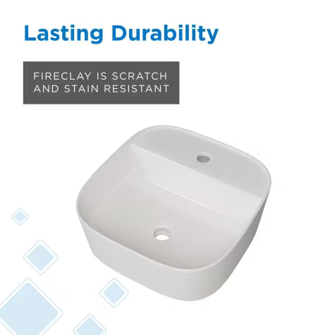 Cymira™ Soft Square Vessel Bathroom Sink with Single Faucet Hole