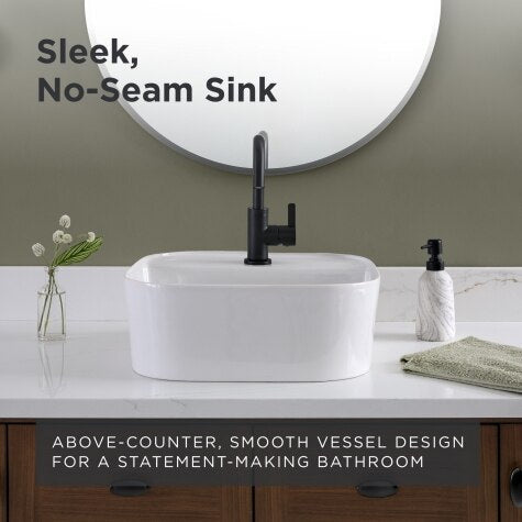 Cymira™ Soft Square Vessel Bathroom Sink with Single Faucet Hole