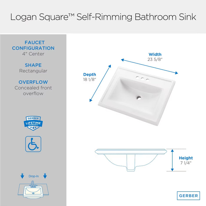 Logan Square™ Rectangular 4" Centers Self-Rimming Bathroom Sink