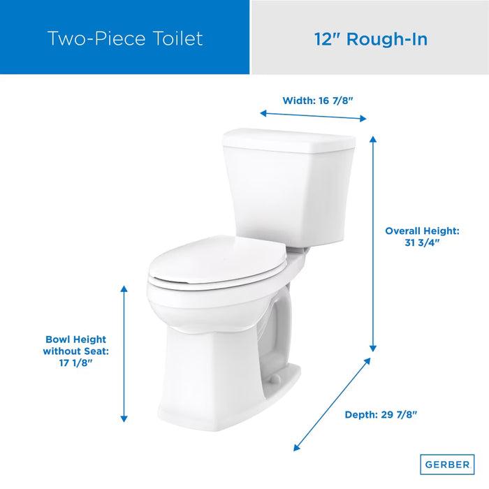 Avalanche® 1.28 gpf 12” Rough-In Two-Piece Elongated ErgoHeight™ Toilet