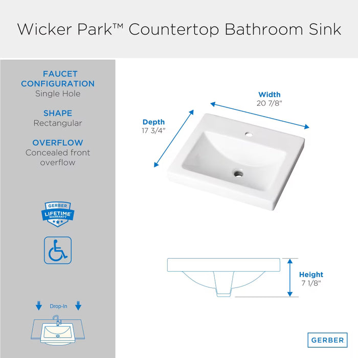 Wicker Park™ Rectangular Single Hole Above Counter Bathroom Sink