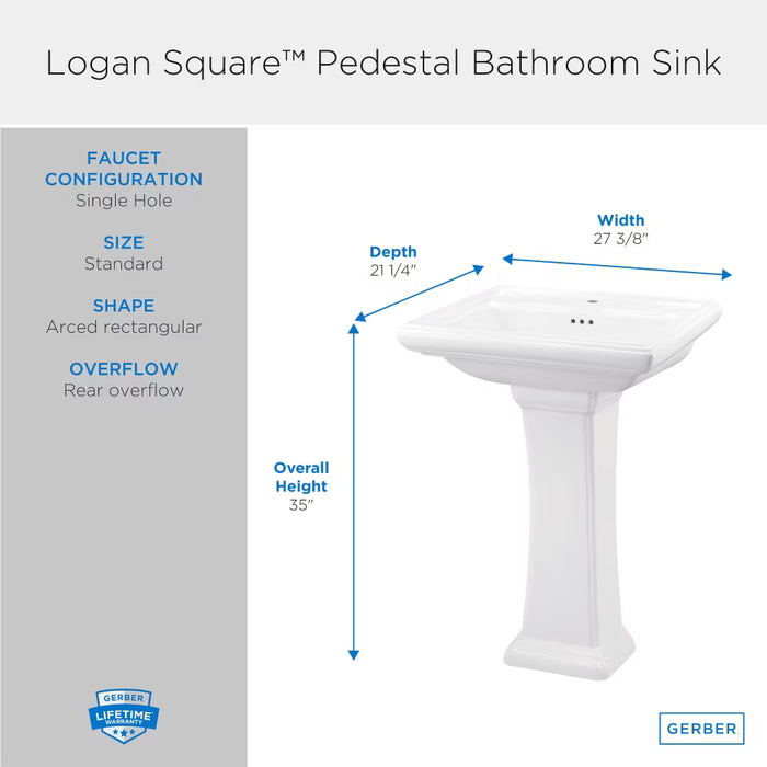 Logan Square™ Single Hole Standard Pedestal Bathroom Sink