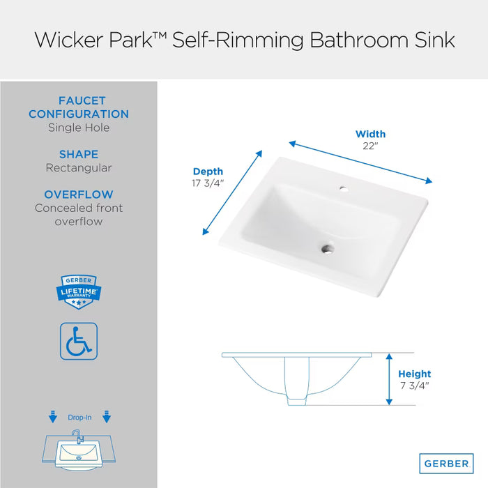 Wicker Park™ Rectangular Single Hole Self-Rimming Bathroom Sink