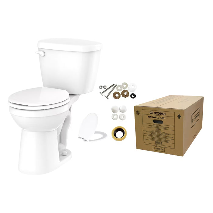 Maxwell® 1.28 gpf 12” Rough-In “Toilet-In-A-Box” Round Front ErgoHeight™Toilet
