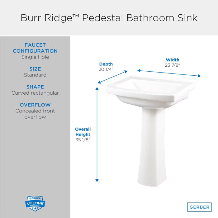 Burr Ridge™ Single Hole Standard Pedestal Bathroom Sink